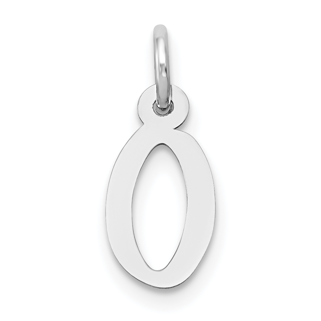 14K White Gold Small Slanted Block Letter O Initial Charm (YC645O)