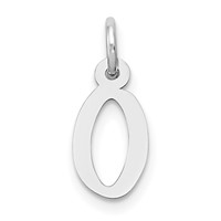 14K White Gold Small Slanted Block Letter O Initial Charm view 1