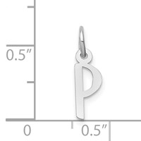 14K White Gold Small Slanted Block Letter P Initial Charm view 4
