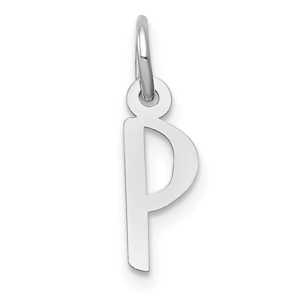 14K White Gold Small Slanted Block Letter P Initial Charm