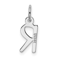 14K White Gold Small Slanted Block Letter R Initial Charm view 3