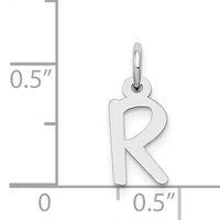 14K White Gold Small Slanted Block Letter R Initial Charm view 4