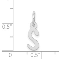 14K White Gold Small Slanted Block Letter S Initial Charm view 4