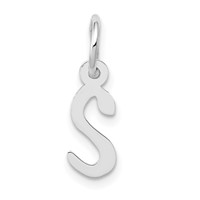 14K White Gold Small Slanted Block Letter S Initial Charm view 1