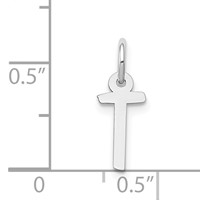 14K White Gold Small Slanted Block Letter T Initial Charm view 4