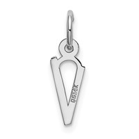 14K White Gold Small Slanted Block Letter V Initial Charm view 3