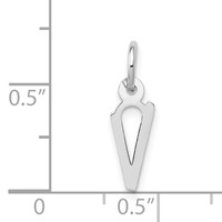 14K White Gold Small Slanted Block Letter V Initial Charm view 4