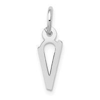 14K White Gold Small Slanted Block Letter V Initial Charm view 1