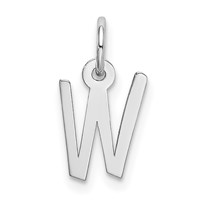 14K White Gold Small Slanted Block Letter W Initial Charm view 3