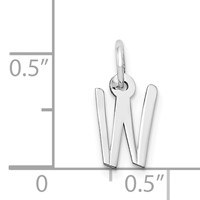 14K White Gold Small Slanted Block Letter W Initial Charm view 4