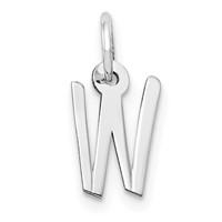 14K White Gold Small Slanted Block Letter W Initial Charm view 1