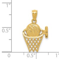 14K Yellow Gold Basketball in the Net Pendant view 3