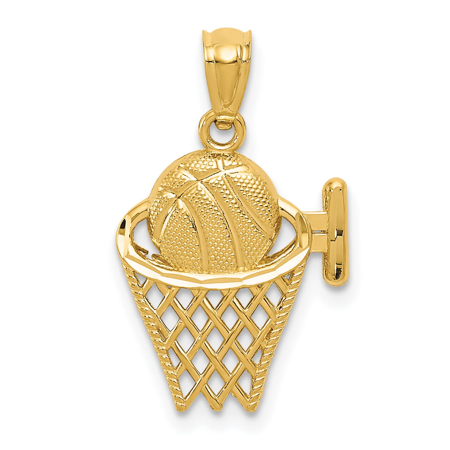 14k Basketball in the Net Pendant (YC649)