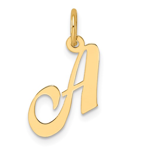 14K Yellow Gold Small Fancy Script Letter a Initial Charm