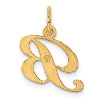 14K Small Fancy Script Letter B Initial Charm view 3