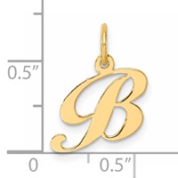 14K Small Fancy Script Letter B Initial Charm view 4