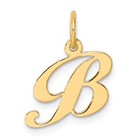14K Small Fancy Script Letter B Initial Charm view 1