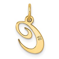 14K Yellow Gold Small Fancy Script Letter C Initial Charm view 3