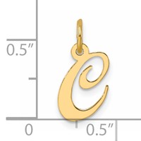 14K Yellow Gold Small Fancy Script Letter C Initial Charm view 4