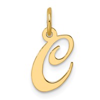 14K Yellow Gold Small Fancy Script Letter C Initial Charm view 1