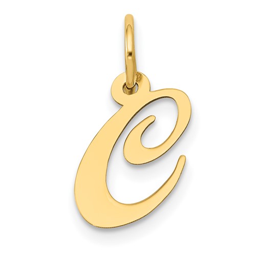 14K Small Fancy Script Letter C Initial Charm