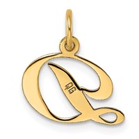 14K Yellow Gold Small Fancy Script Letter D Initial Charm view 3