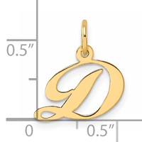 14K Yellow Gold Small Fancy Script Letter D Initial Charm view 4