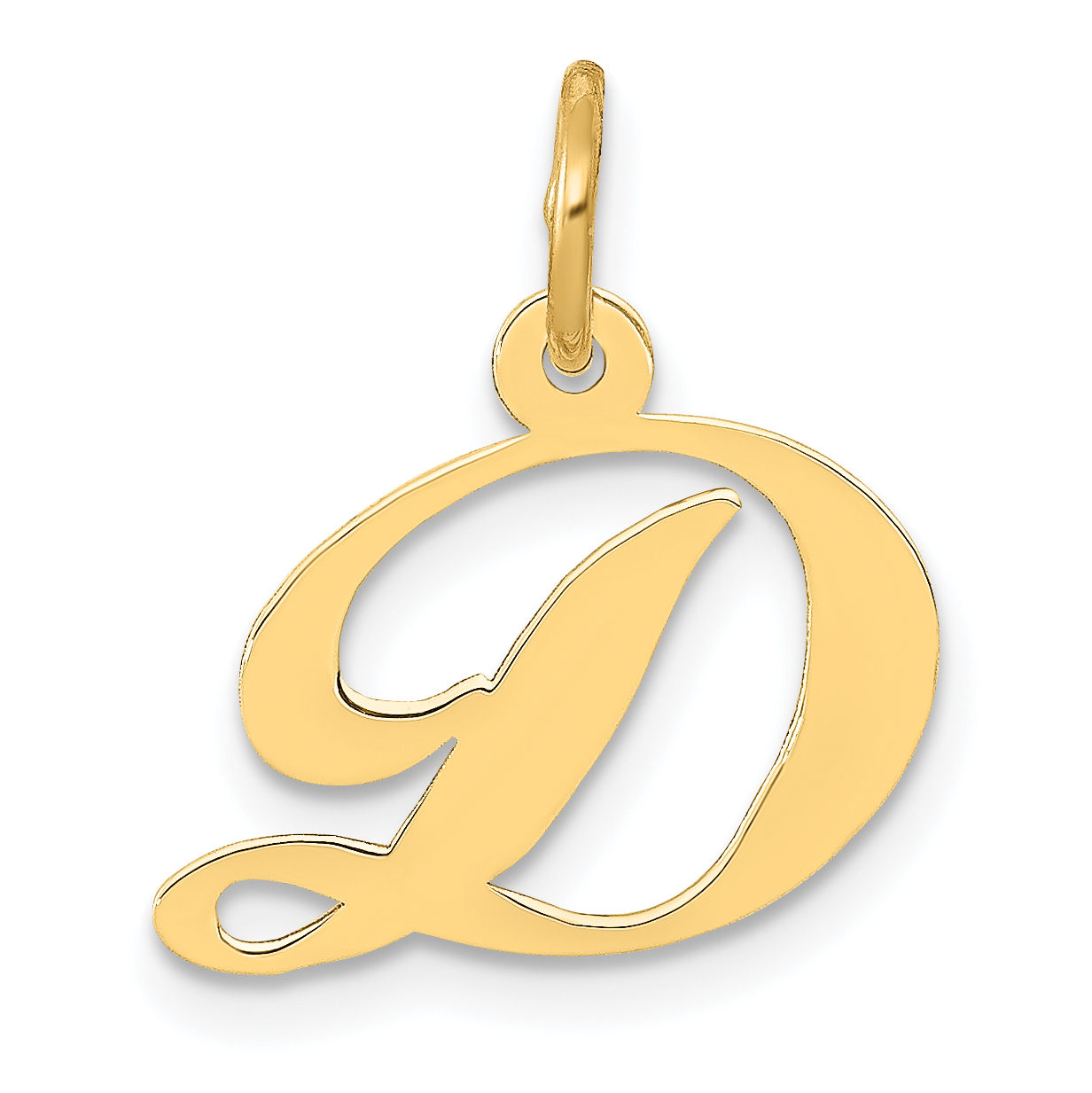 14k Yellow Gold Small Script Letter D Initial Monogram Name Pendant ...
