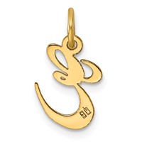 14K Yellow Gold Small Fancy Script Letter E Initial Charm view 3
