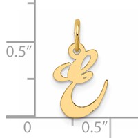 14K Yellow Gold Small Fancy Script Letter E Initial Charm view 4