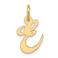 14K Yellow Gold Small Fancy Script Letter E Initial Charm view 1