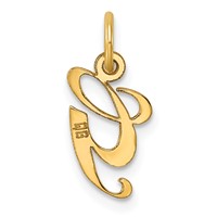 14K Yellow Gold Small Fancy Script Letter G Initial Charm view 3