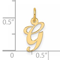 14K Yellow Gold Small Fancy Script Letter G Initial Charm view 4