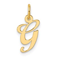 14K Yellow Gold Small Fancy Script Letter G Initial Charm view 1