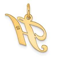 14K Small Fancy Script Letter H Initial Charm view 3