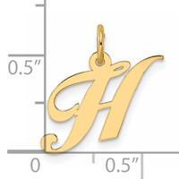 14K Small Fancy Script Letter H Initial Charm view 4