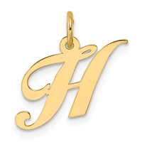 14K Small Fancy Script Letter H Initial Charm view 1