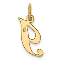 14K Yellow Gold Small Fancy Script Letter I Initial Charm view 3