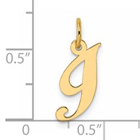 14K Yellow Gold Small Fancy Script Letter I Initial Charm view 4