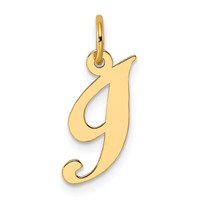 14K Yellow Gold Small Fancy Script Letter I Initial Charm view 1