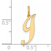 14K Yellow Gold Small Fancy Script Letter J Initial Charm view 4
