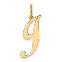 14K Yellow Gold Small Fancy Script Letter J Initial Charm view 1