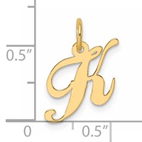 14K Yellow Gold Small Fancy Script Letter K Initial Charm view 4