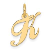 14K Yellow Gold Small Fancy Script Letter K Initial Charm view 1
