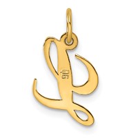 14K Small Fancy Script Letter L Initial Charm view 3