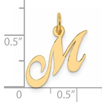 14K Yellow Gold Small Fancy Script Letter M Initial Charm view 4