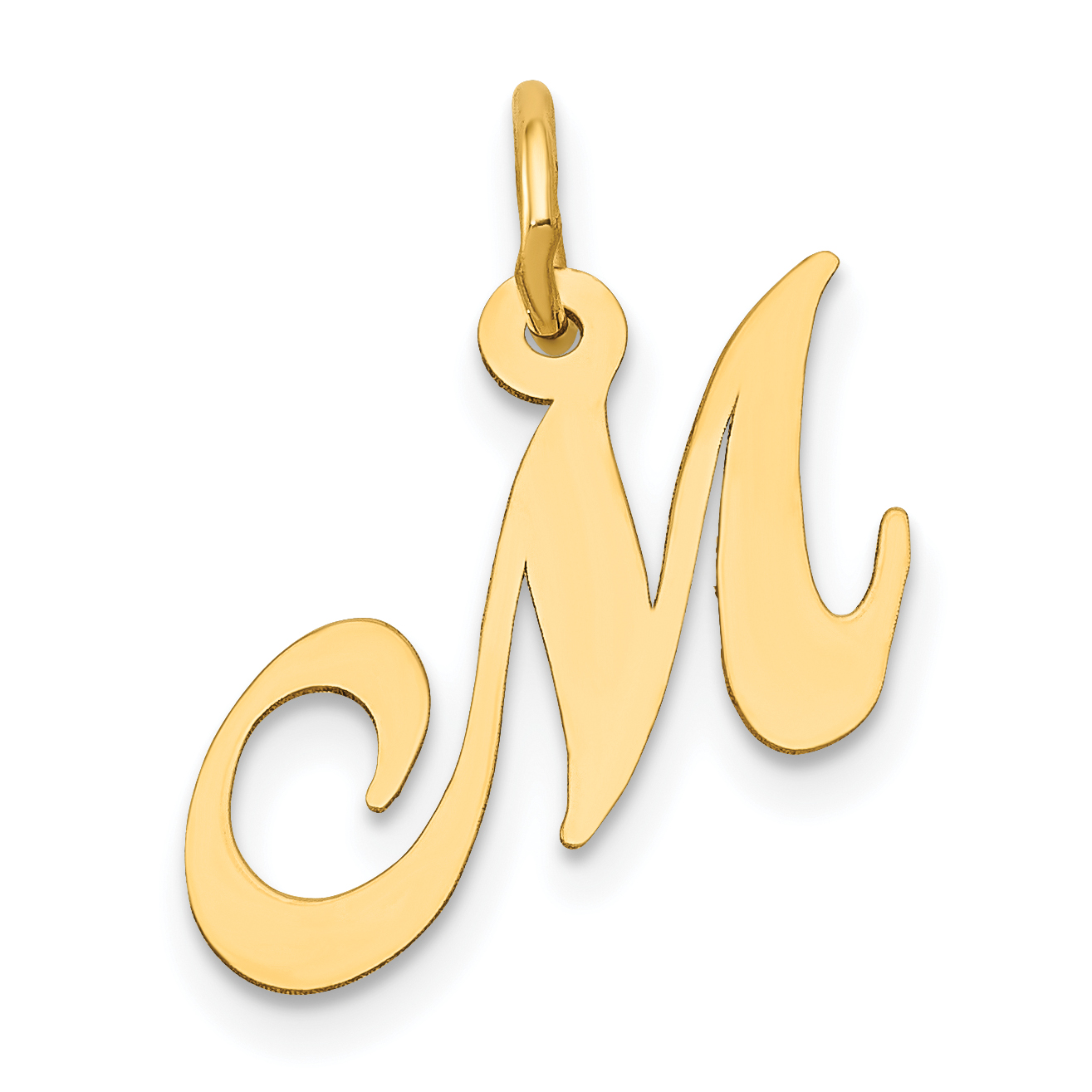 14K Small Fancy Script Letter M Initial Charm (YC650M)