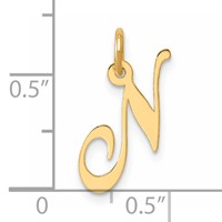 14K Small Fancy Script Letter N Initial Charm view 4