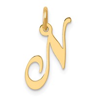 14K Small Fancy Script Letter N Initial Charm view 1