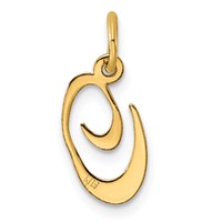 14K Yellow Gold Small Fancy Script Letter O Initial Charm view 3